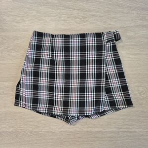 Chic Plaid Skort - Black and Pink